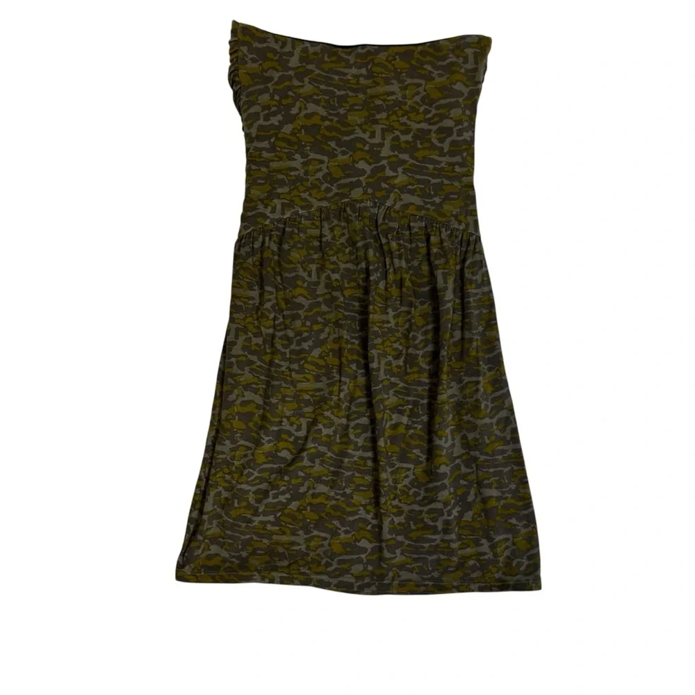 VS Bra Tops Green Leopard Print Dress Size Small Shelf Bra Gathered Under Bust - Picture 3 of 10